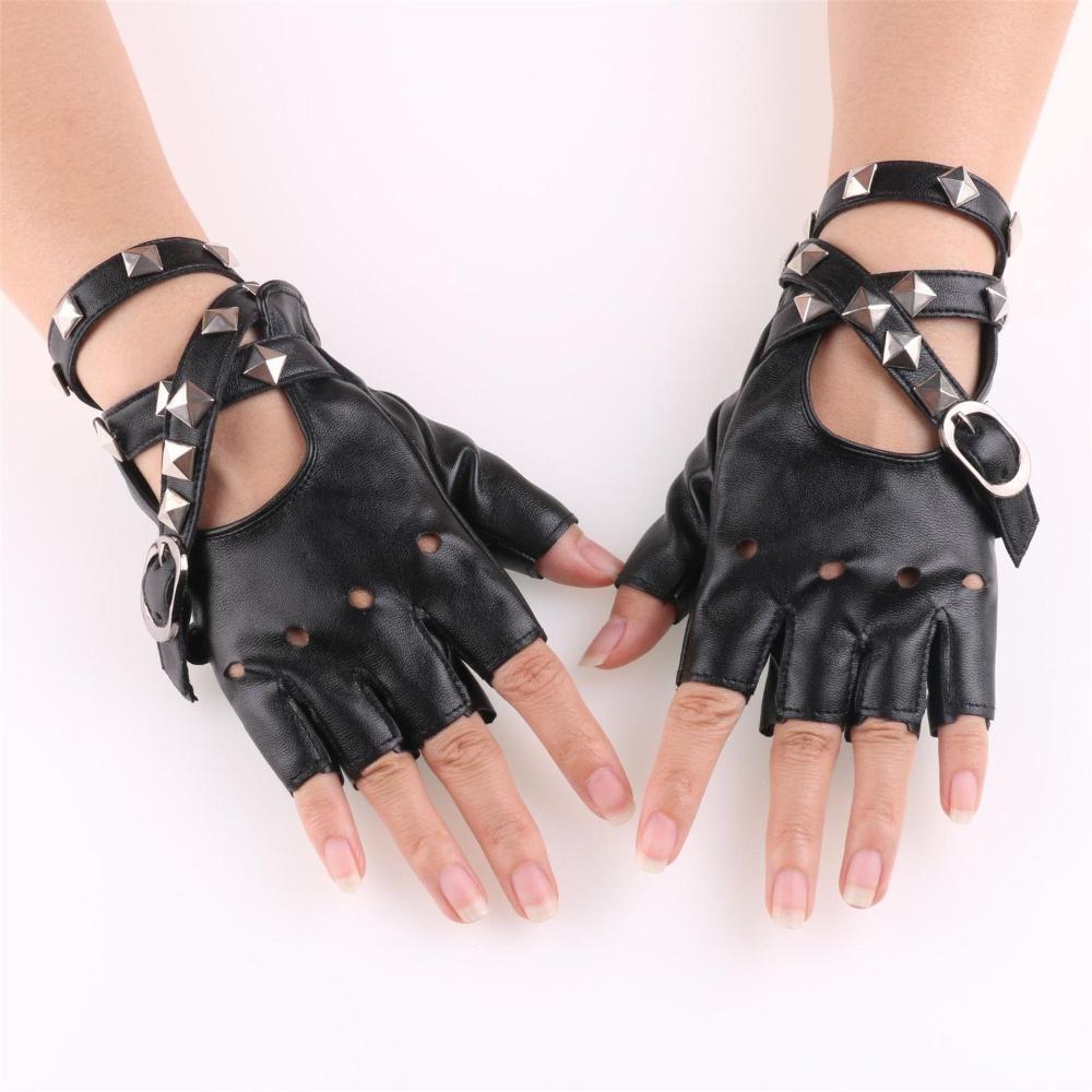 Leather Driving Glove - Unisex parmaksız sürüş PU deri eldiven