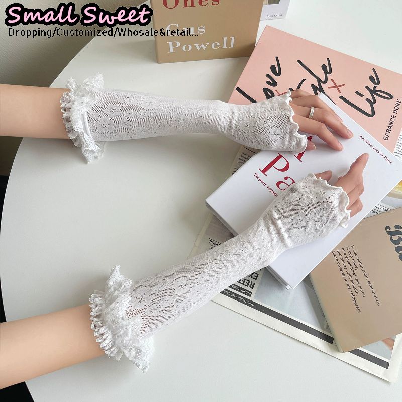 Fingerless Glove Knit - Kadın Harajuku Beyaz Kol Kolluğu Yazlık