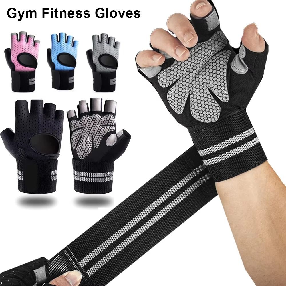 Workout Glove Gym - 1 çift bileklik desteği ile spor