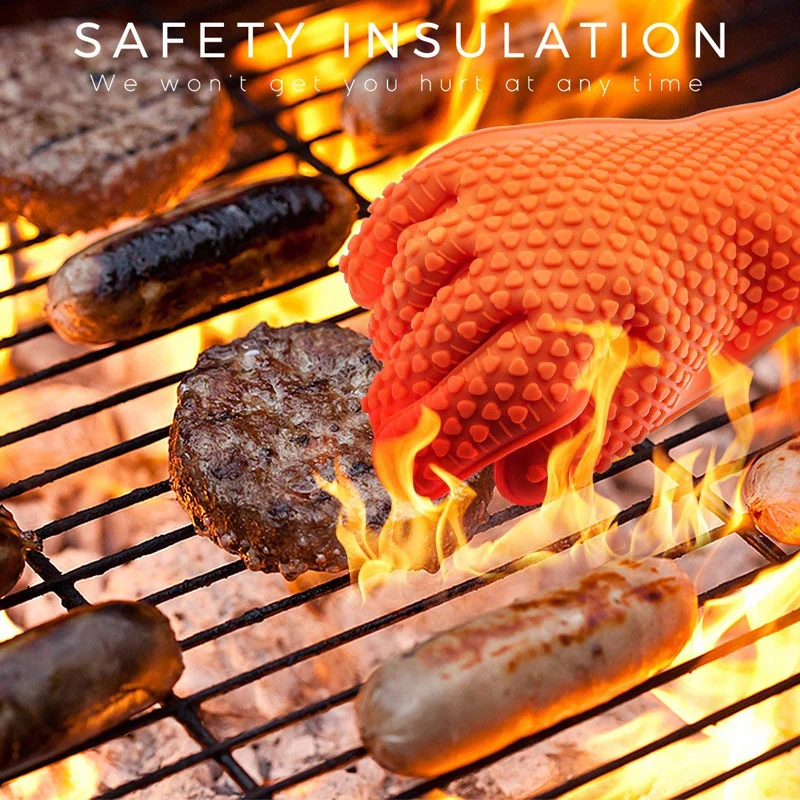 Oven Mitt Silicone - BARBEKÜ Silikon ızgara eldivenleri pişirme eldivenleri