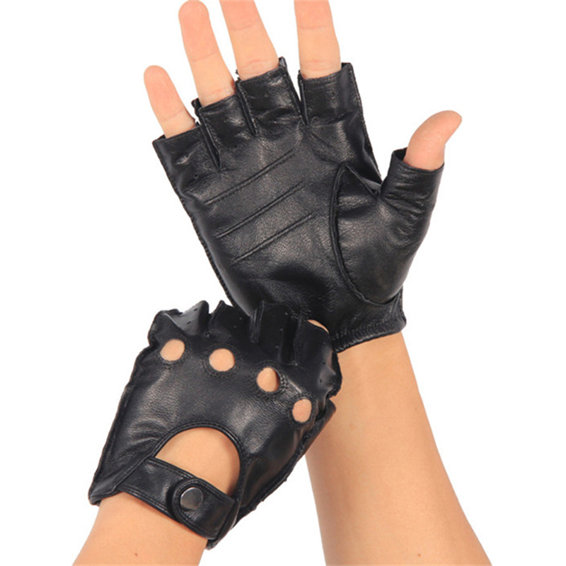 Leather Driving Glove - Yüksek Kaliteli Hakiki Deri Yarı Parmak
