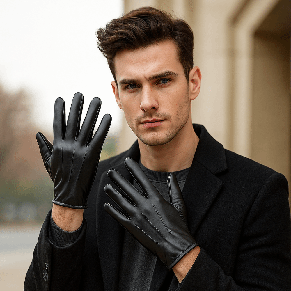 Leather Driving Glove - Moda Siyah Sürüş Eldivenleri Punk Havalı