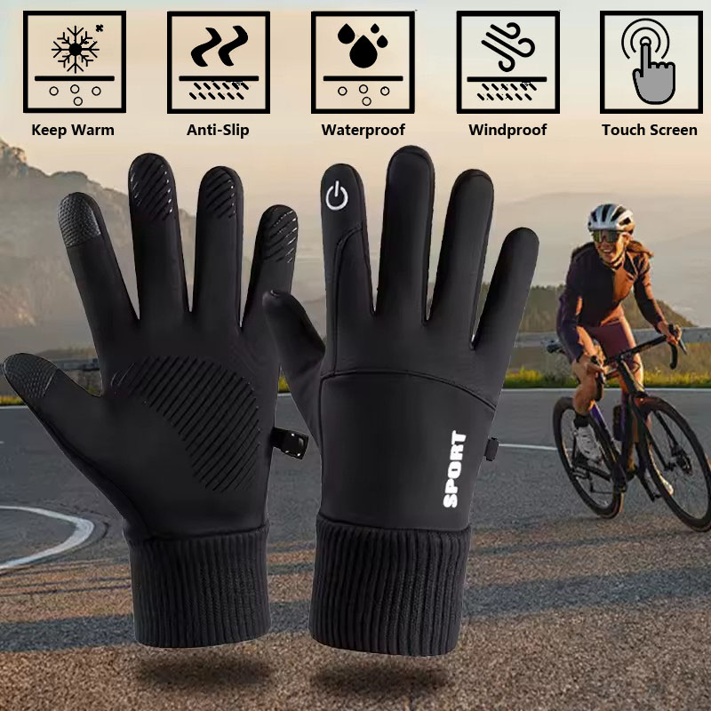 Ski Glove Waterproof - Siyah Kışlık Sıcak Tam Parmaklı Su