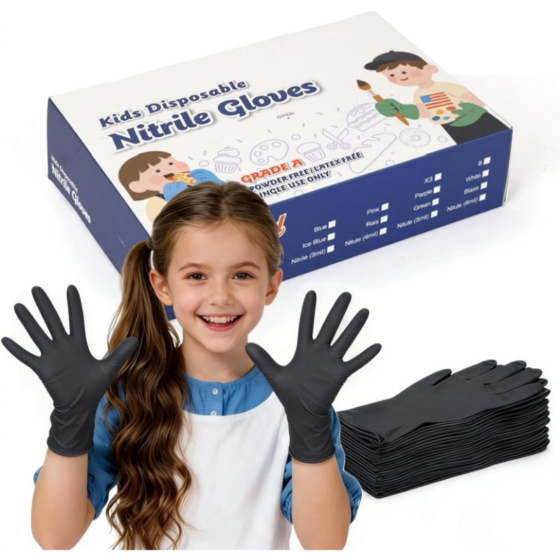 Nitrile Mechanic Glove - Çocuklar için Siyah Nitril Tek Kullanımlık