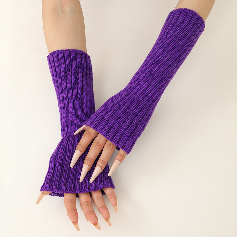 Fingerless Glove Knit - Kızlar Renkli Sıcak Örme Kol Kollu