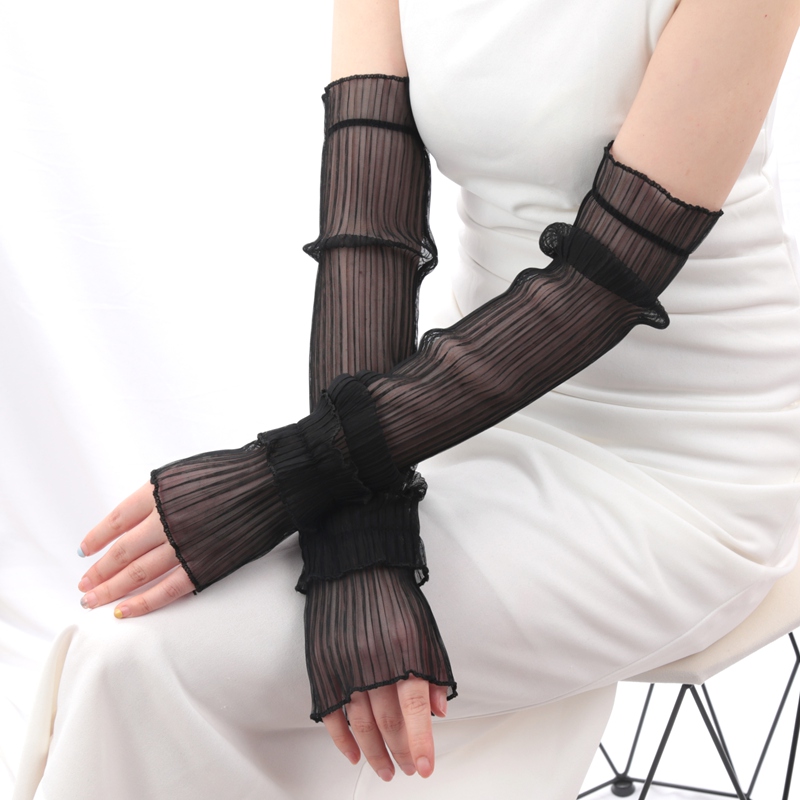 Fingerless Glove Knit - 1 çift Buz Ipek Uzun Kollu