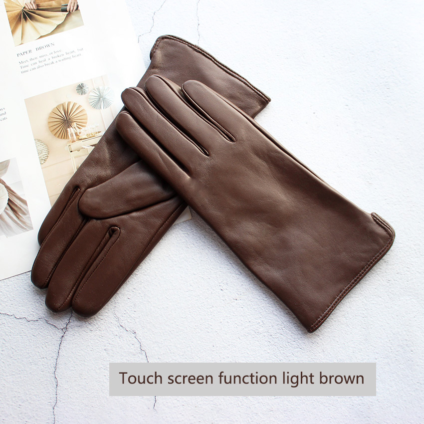 Leather Driving Glove - Kadın Renkli Koyun Derisi Deri Eldivenler