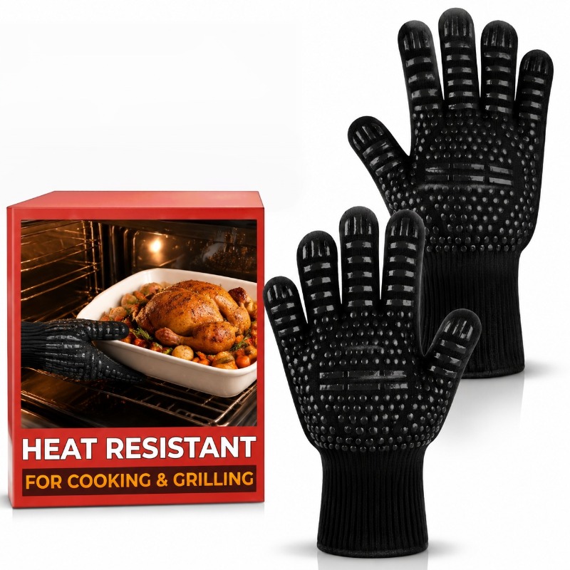 Oven Mitt Silicone - 1 adet/1 çift barbekü eldiveni yüksek