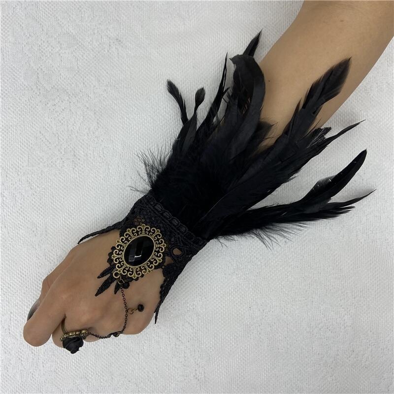 Motorcycle Glove Knuckle - Cadılar bayramı tüy dantel eldiven parmaksız
